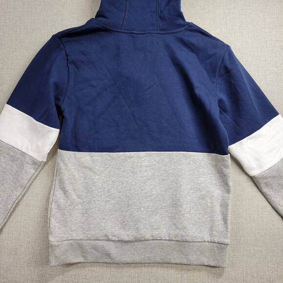 Adidas Youth Hoodie Size L 14/16 Navy Grey‎ Spell Out Logo Fleece Pullover NEW - Picture 3 of 14